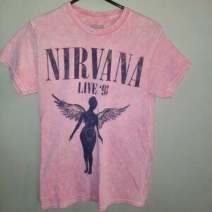 Nirvana In Utero Pink Acid Wash Graphic Tee